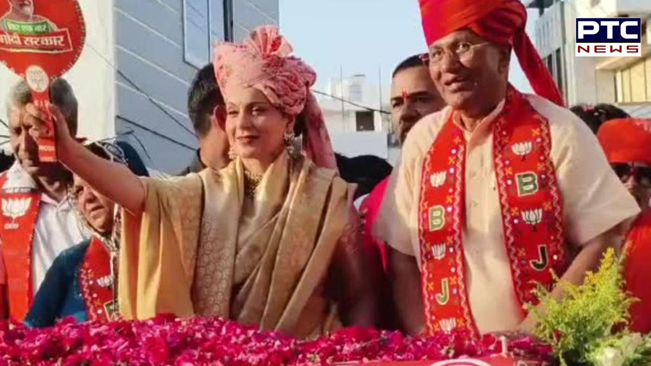 Saffron wave surges: Kangana Ranaut leads BJP rally in Jodhpur amidst huge support