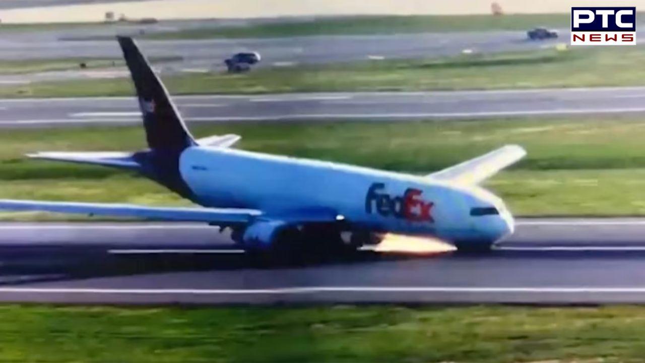 Dramatic footage shows cargo plane’s emergency landing at Istanbul airport caught on camera