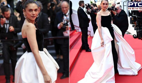 Aditi Rao Hydari exudes ethereal elegance on the Cannes 2024 red carpet in a black and white Gaurav Gupta gown