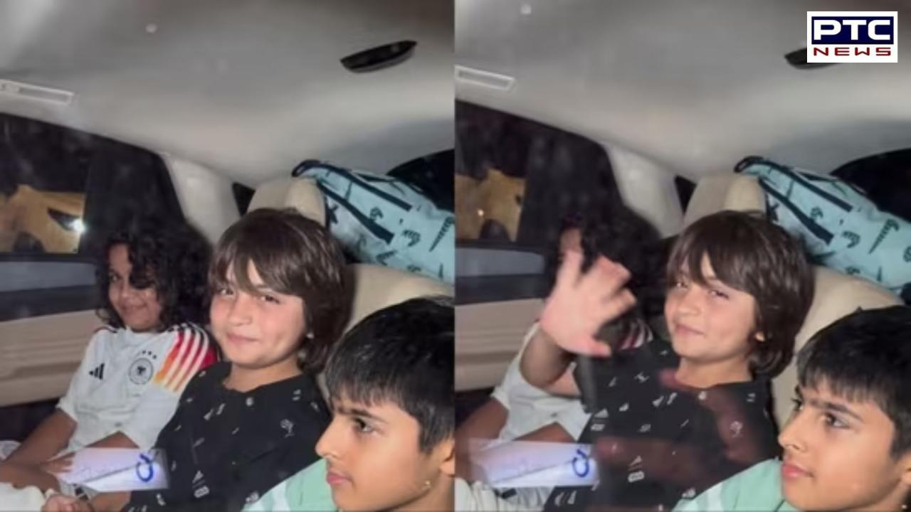 Shah Rukh Khan’s son AbRam Khan smiles and waves at paparazzi following Sohail Khan’s son’s birthday party