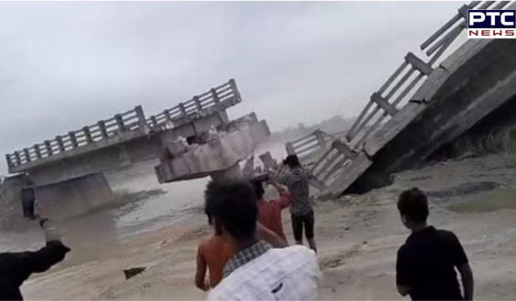 Portion of under-construction concrete bridge in Bihar collapses like pack of cards | Watch