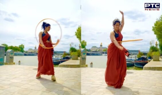 Indian artist who went viral with saree hula hoop dance performs to Mukkala Mukkabla at Paris Olympics