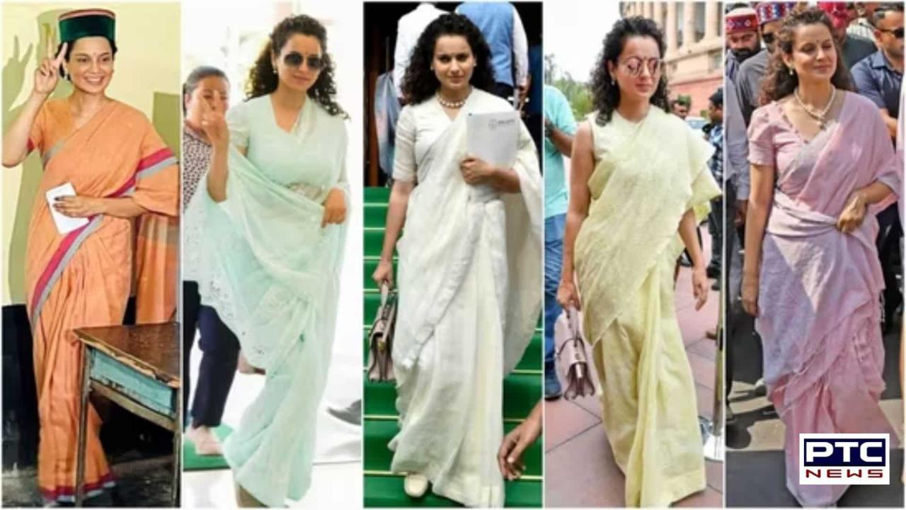 Kangana Ranaut’s Parliamentary fashion: Elegantly flaunting the graceful six yards | See Pics