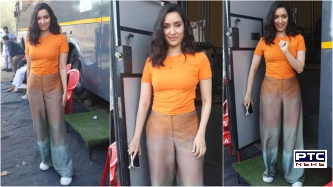 Shraddha Kapoor sets minimalist fashion goals with basic orange t-shirt and trendy tie-dye denim | Watch