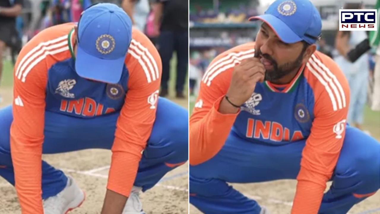 Rohit Sharma celebrates India’s T20 World Cup win by eating sand from Barbados pitch | Video goes viral