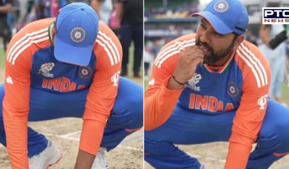 Rohit Sharma celebrates India’s T20 World Cup win by eating sand from Barbados pitch | Video goes viral