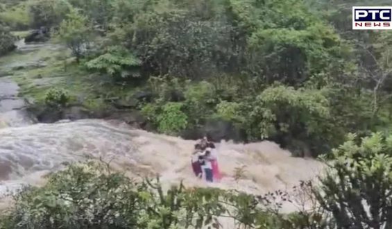 Family of seven swept away in swollen waterfall near Mumbai, captured on camera