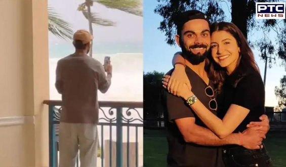 Virat Kohli video calls Anushka Sharma to share Barbados hurricane experience | Viral Video