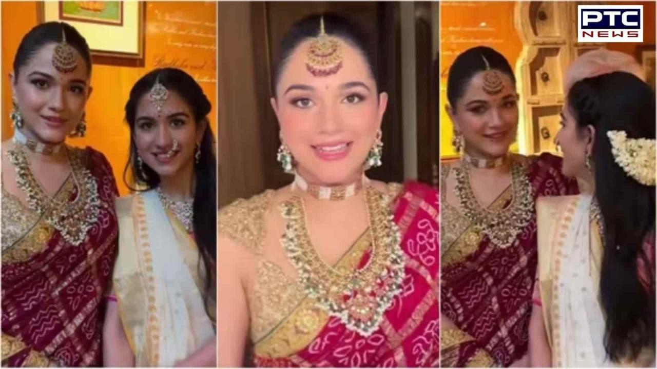 Anjali Merchant shines in traditional patola saree during graha shanti puja | Watch