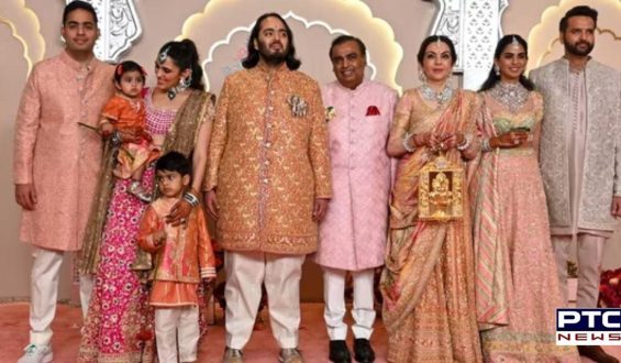 Anant Ambani wears golden sherwani with sneakers for wedding ceremony with Radhika Merchant