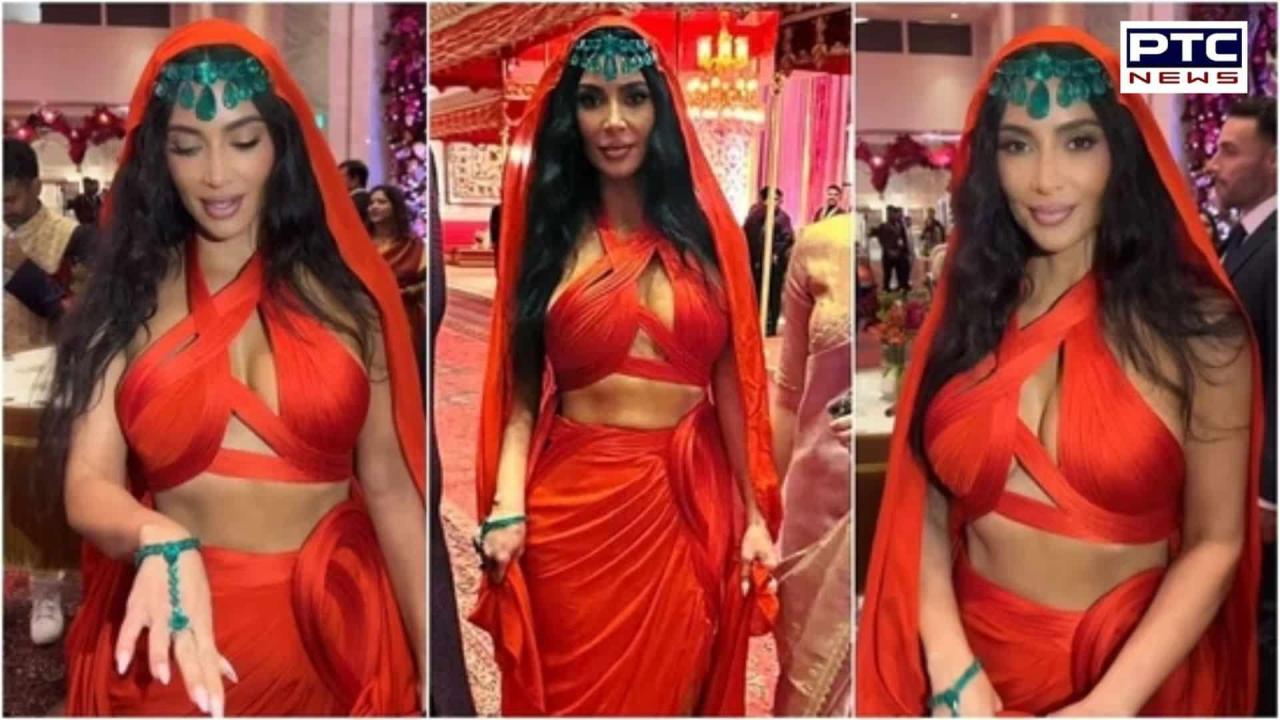 Kim Kardashian shines in emeralds on day 2 of Ambani wedding in a red dress; discover her ‘stripper heels’!