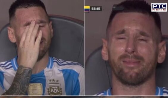 Heartbroken Lionel Messi cries and hurls boot in anger after being forced off injured during Copa America final