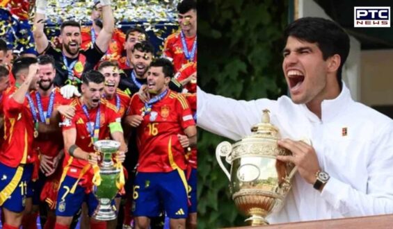 Carlos Alcaraz celebrates Spain’s Euro 2024 triumph just hours after winning his second consecutive Wimbledon title