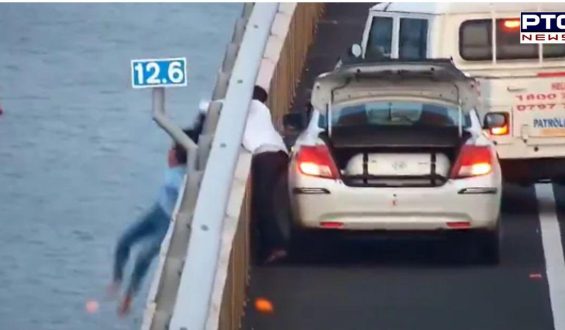 Heroic rescue on Atal Setu Bridge: Cab driver and police save woman from plunge