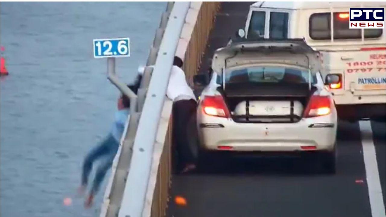 Heroic rescue on Atal Setu Bridge: Cab driver and police save woman from plunge