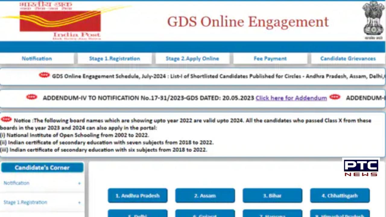 India Post GDS recruitment 2024 merit list released for 12 circles: How to check your results