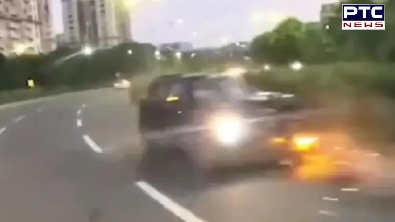 Tragic Gurugram accident captured on camera: Wrong-way car collides with biker, resulting in death