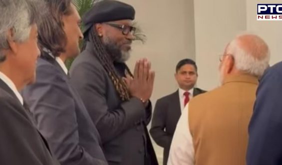 Chris Gayle greets PM Modi with ‘namaste,’ thrilled by warm response and pat on the back