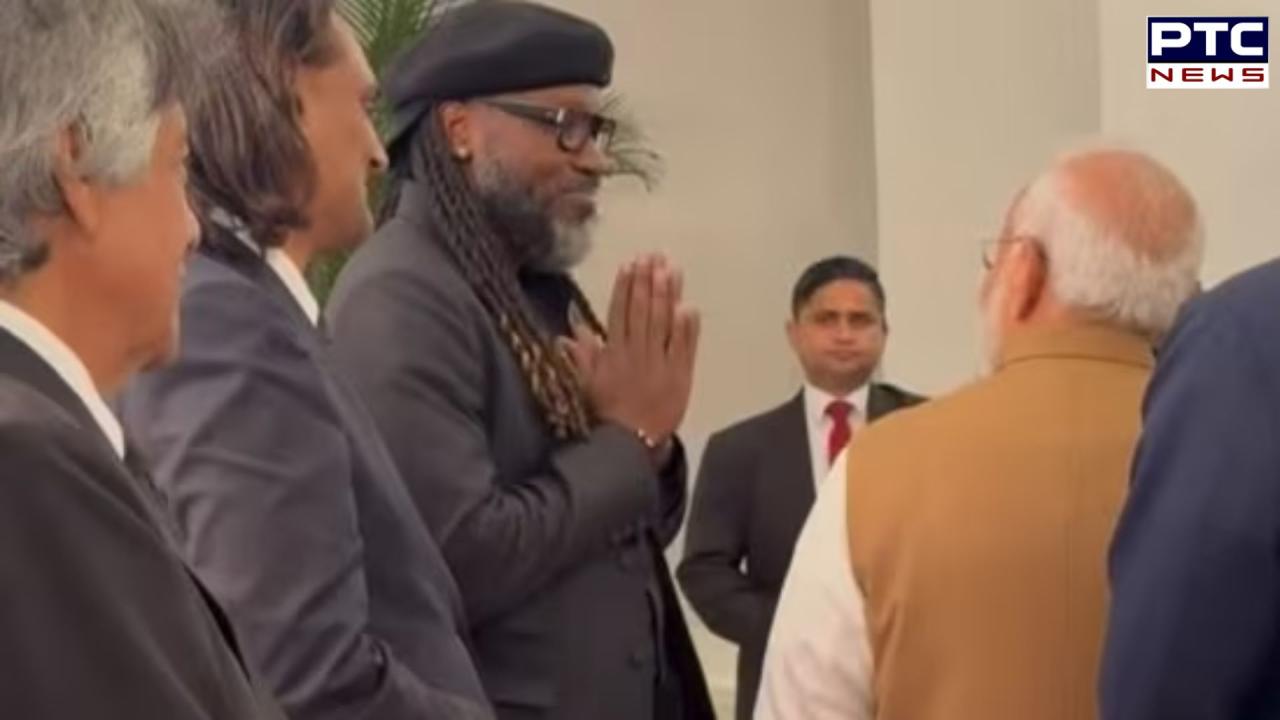 Chris Gayle greets PM Modi with ‘namaste,’ thrilled by warm response and pat on the back